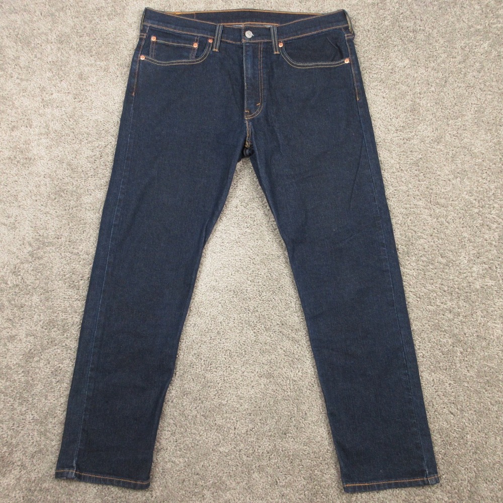 Levis Jeans Mens 34x30 Blue 502 Regular Tapered Dark Wash Stretch Denim Pants